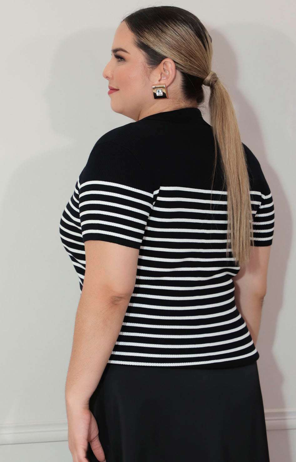Blusa negra con líneas - BLUSA XL Boutiquemirel 