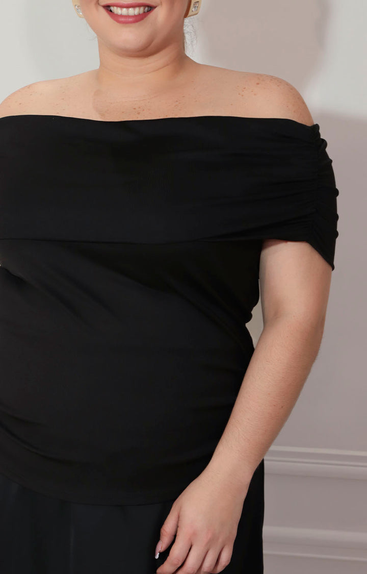 Blusa negra straple con corrugado lateral - BLUSA XL Boutiquemirel 