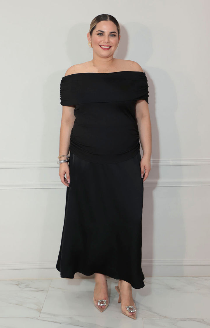 Blusa negra straple con corrugado lateral - BLUSA XL Boutiquemirel 