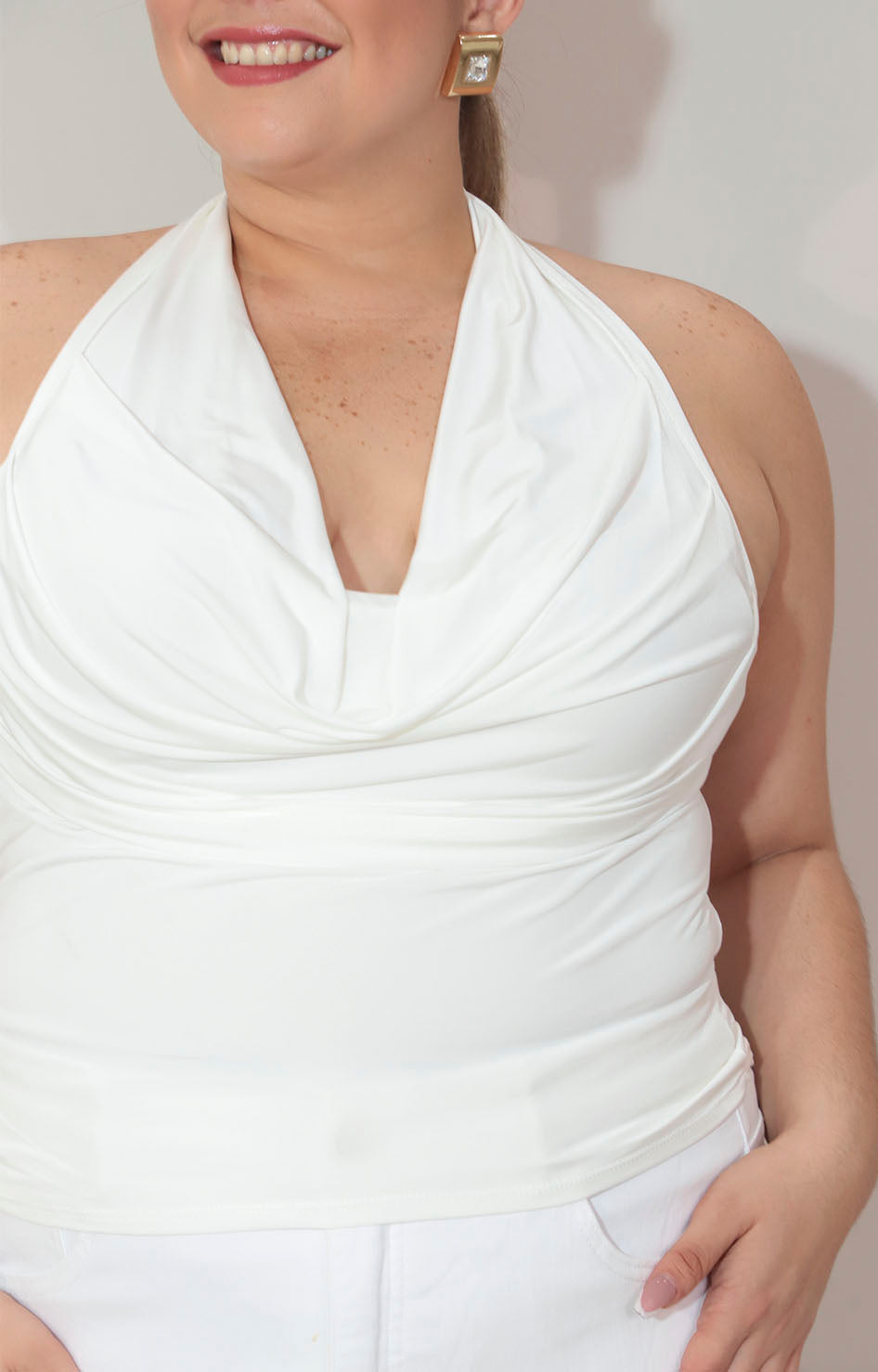Blusa blanca tipo halter con cuello hamaca - BLUSA XL Boutiquemirel 