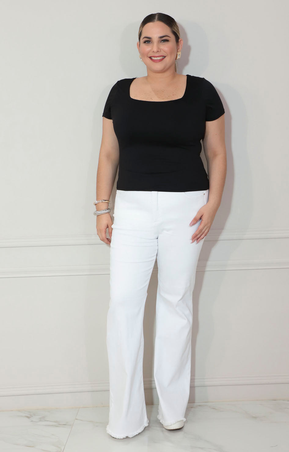 Blusa negra cuello cuadrado - BLUSA XL Boutiquemirel 