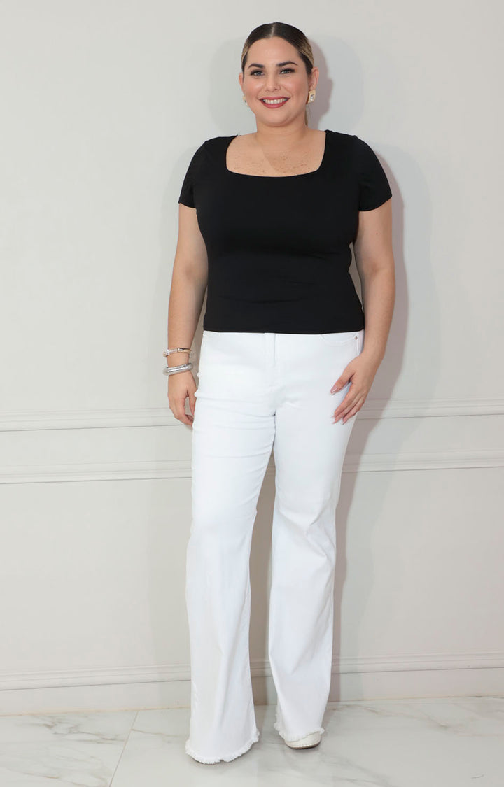 Blusa negra cuello cuadrado - BLUSA XL Boutiquemirel 