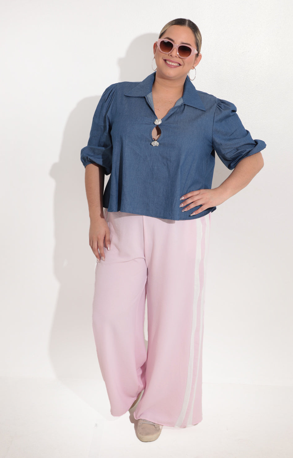 Pantalon rosa con rayas - PANTALON Boutiquemirel 