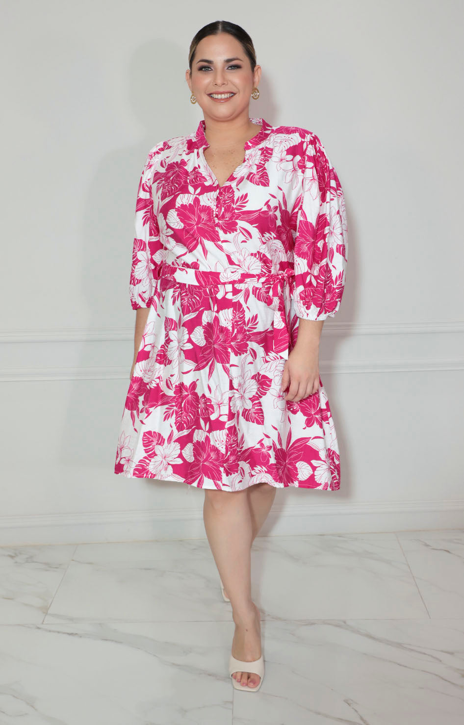 Vestido fucsia estampado - VESTIDO XL Boutiquemirel 