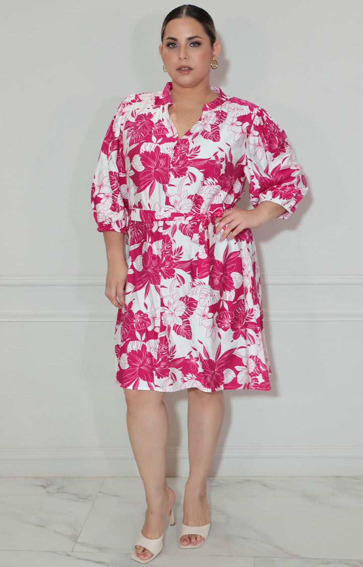 Vestido fucsia estampado - VESTIDO XL Boutiquemirel 