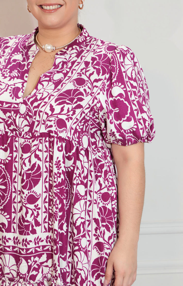 Vestido magenta estampado - VESTIDO XL Boutiquemirel 