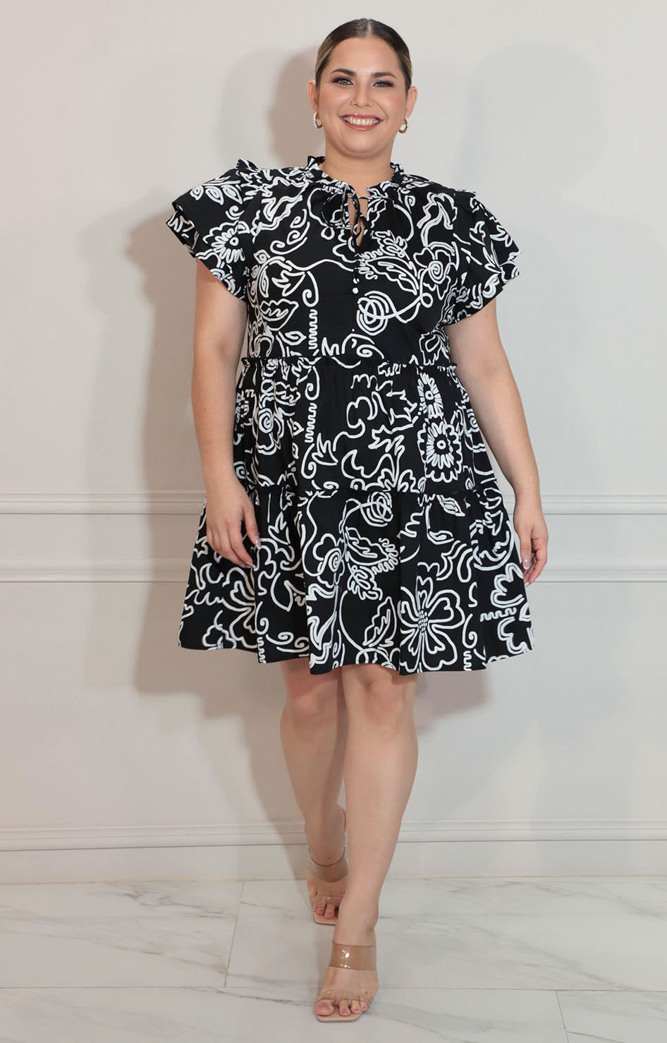 Vestido negro estampado - VESTIDO XL Boutiquemirel 