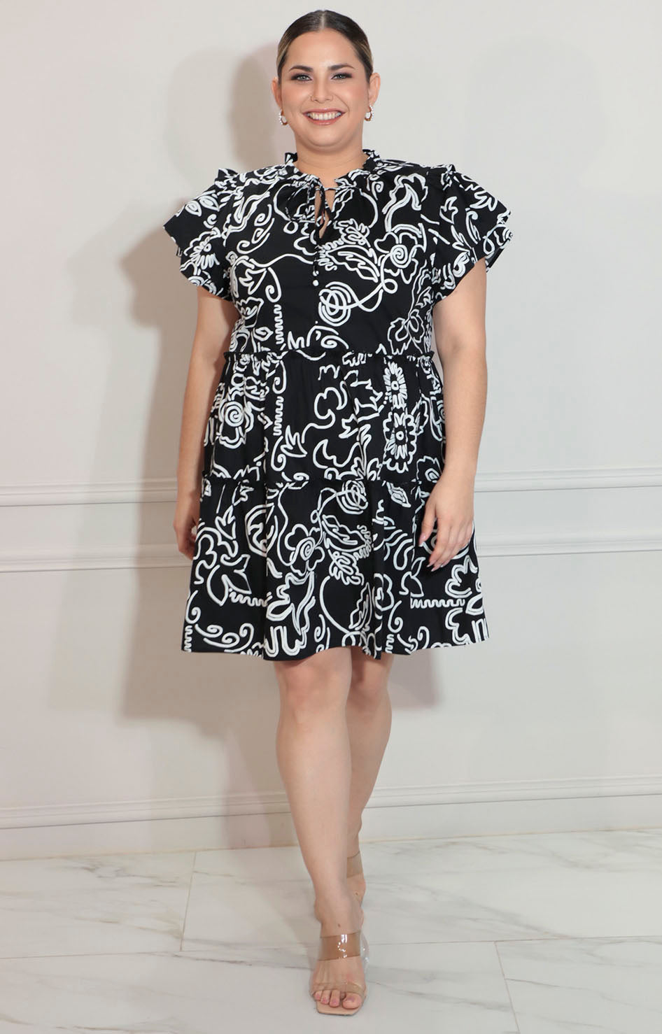 Vestido negro estampado - VESTIDO XL Boutiquemirel 