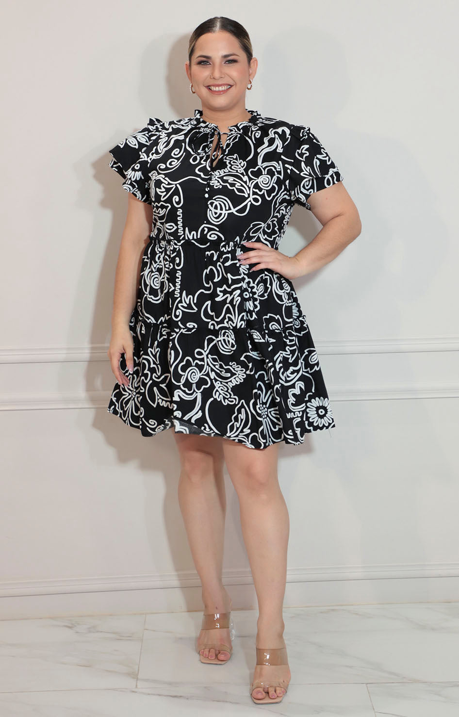 Vestido negro estampado - VESTIDO XL Boutiquemirel 