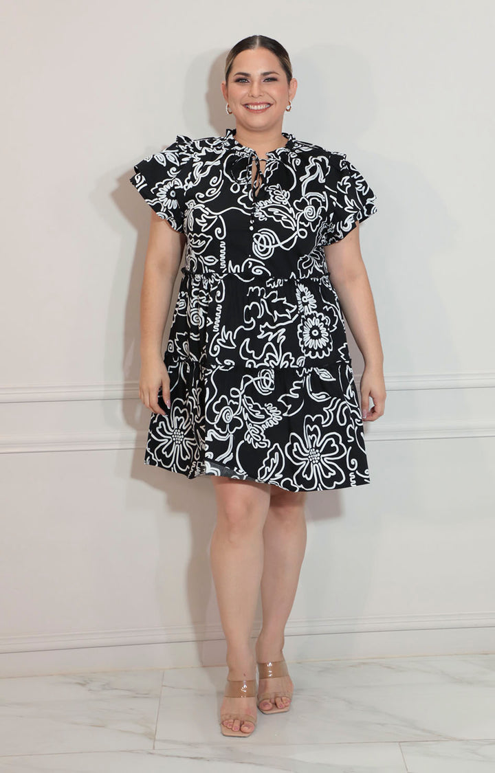 Vestido negro estampado - VESTIDO XL Boutiquemirel 