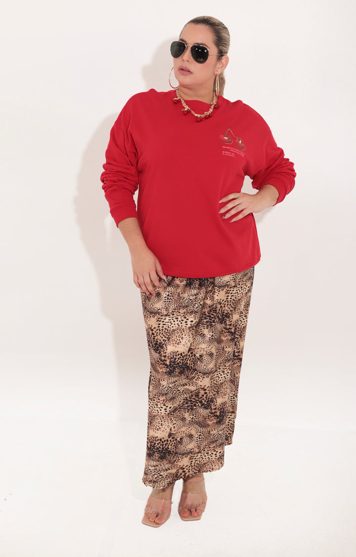 Sueter rojo estampado cherry - SUETER Boutiquemirel 