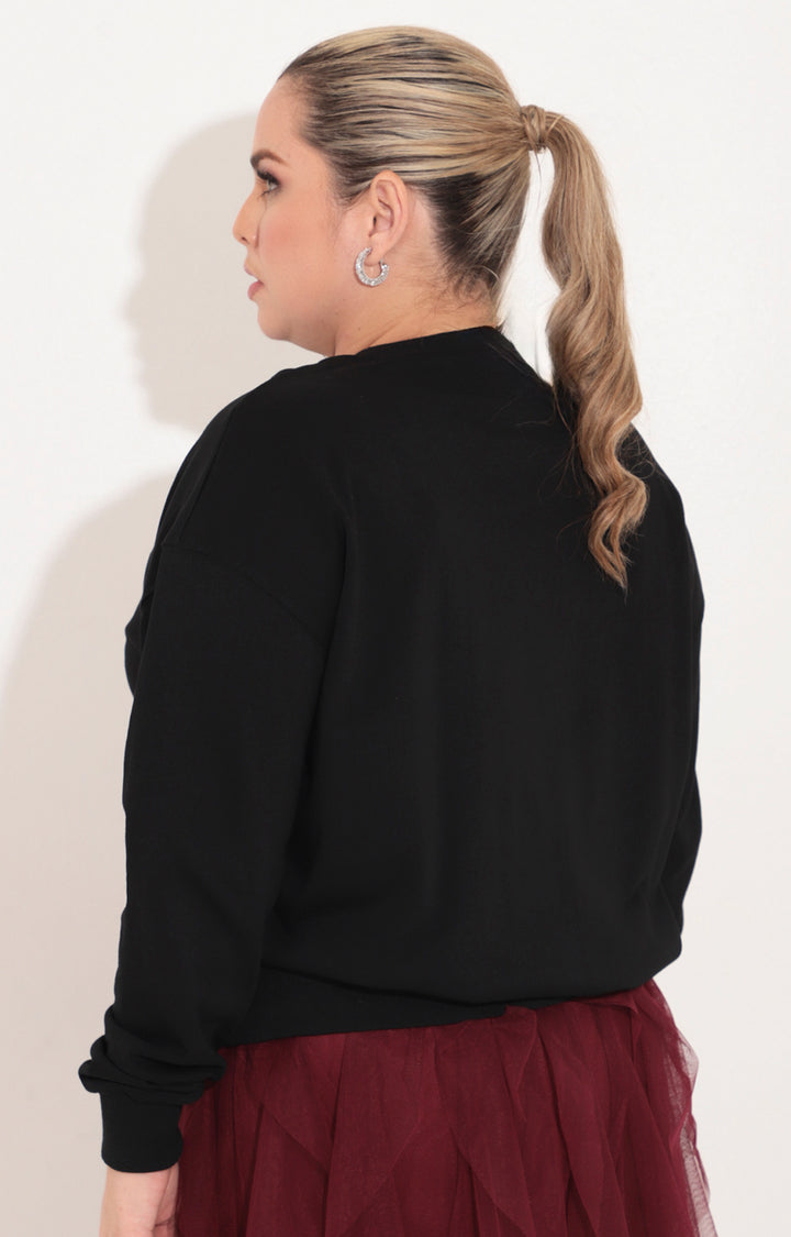 Sueter negro con estampado - SUETER Boutiquemirel 