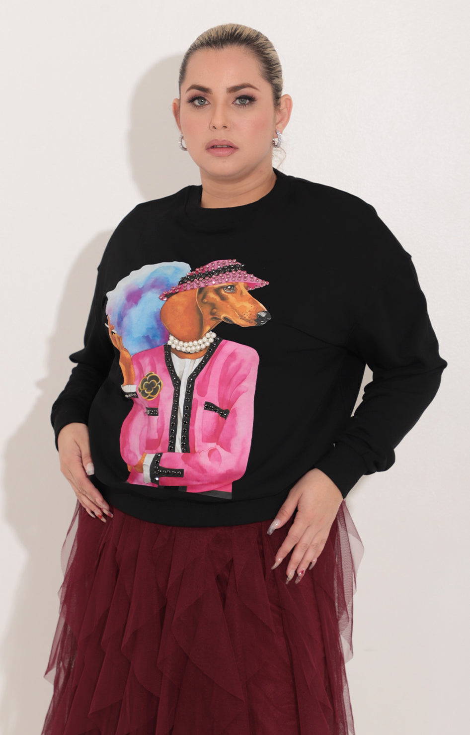 Sueter negro con estampado - SUETER Boutiquemirel 