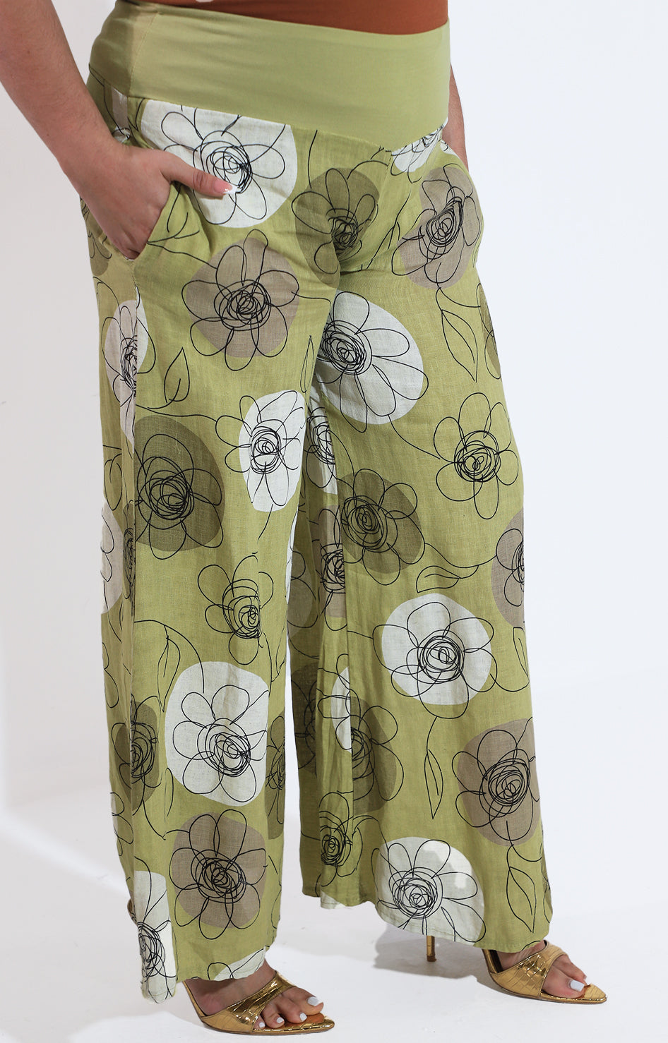 Pantalón verde estampado amplio - PANTALON Boutiquemirel 