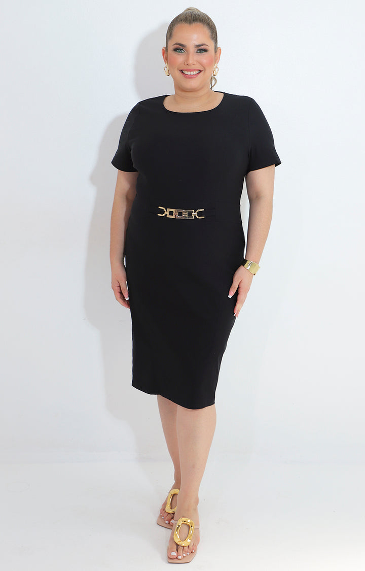 Vestido negro corto con hebilla dorada - VESTIDO Boutiquemirel 