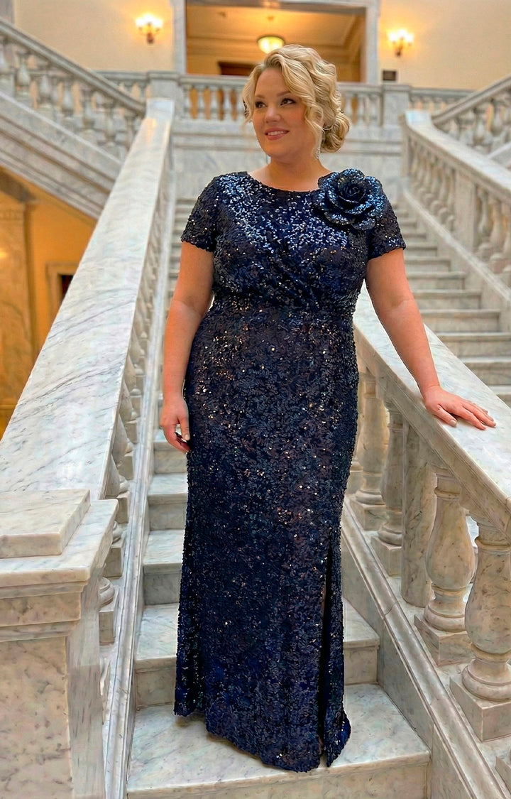 Vestido azul con lentejuela