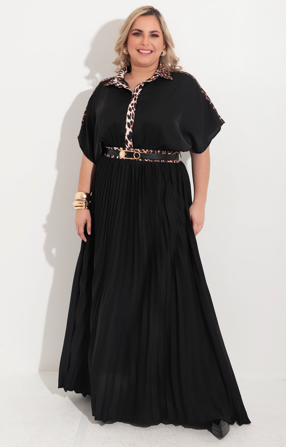 Vestido negro plisado con estampado - VESTIDO Boutiquemirel 