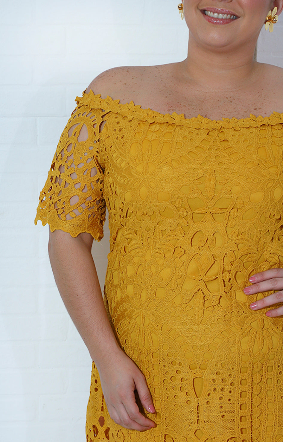 Vestido de guipur mostaza - VESTIDO XL Boutiquemirel 