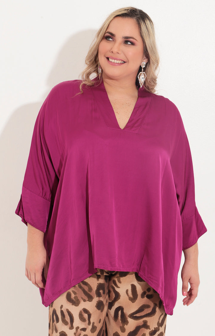 Blusa magenta manga mariposa - BLUSA Boutiquemirel 