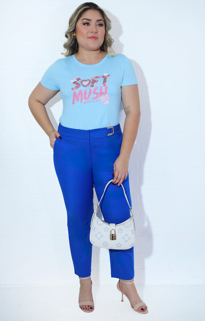 Pantalón azul con cinturon - PANTALON Boutiquemirel 