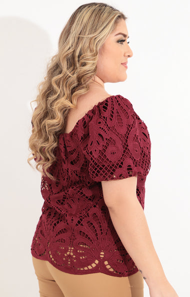 Vino Tinto Blusa Transparente Color Vino Body Transparente Con