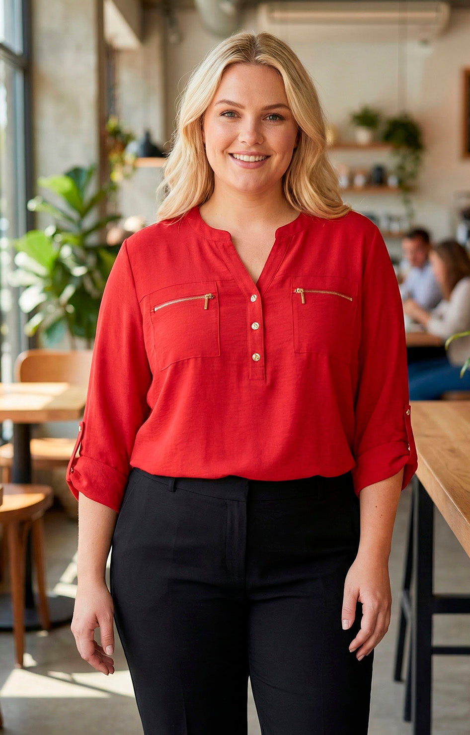 Blusa roja con manga larga - BLUSA Boutiquemirel 