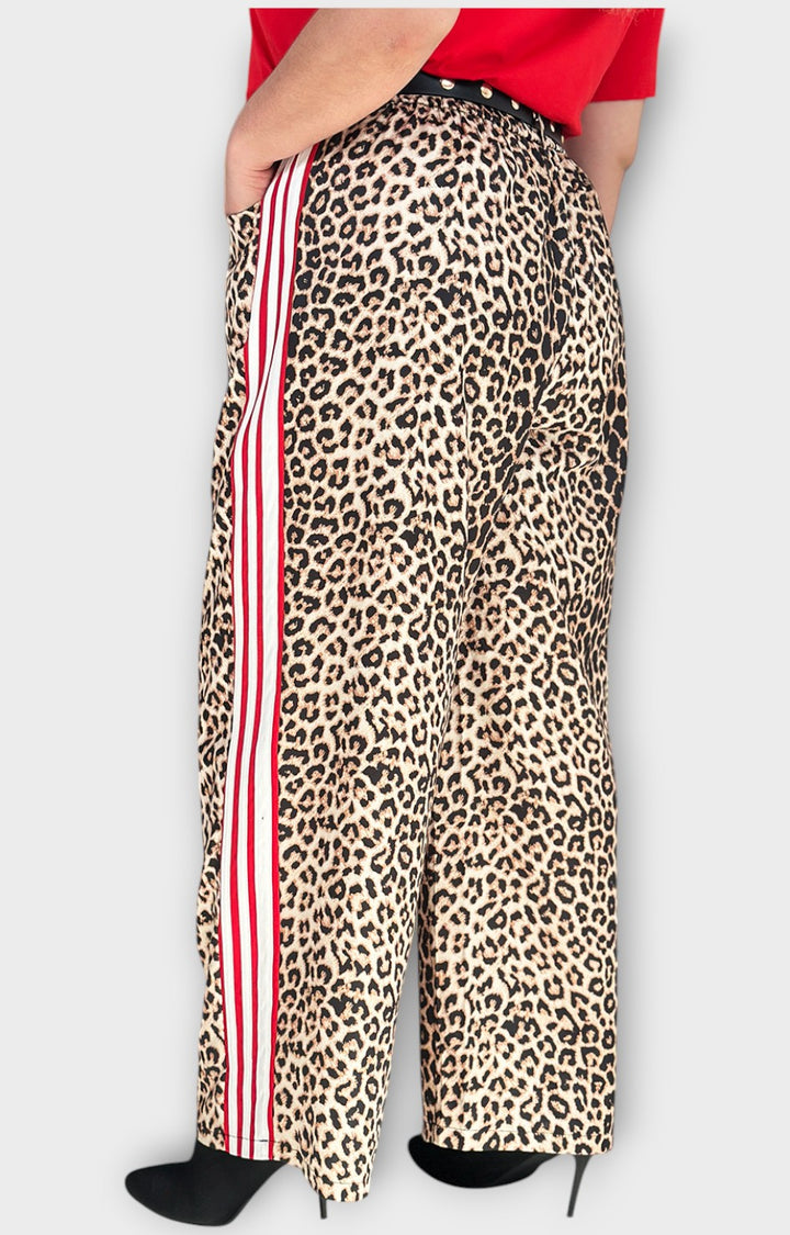 Pantalón estampado en cafe con lineas rojas - PANTALON Boutiquemirel 