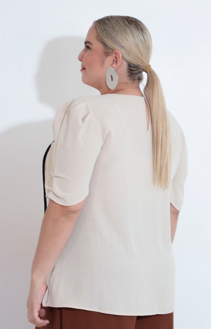 Blusa beige con flores - BLUSA XL Boutiquemirel 