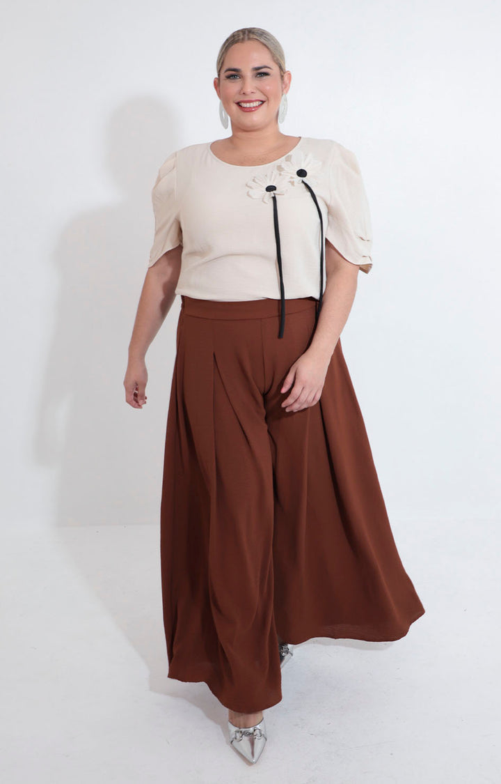 Blusa beige con flores - BLUSA XL Boutiquemirel 