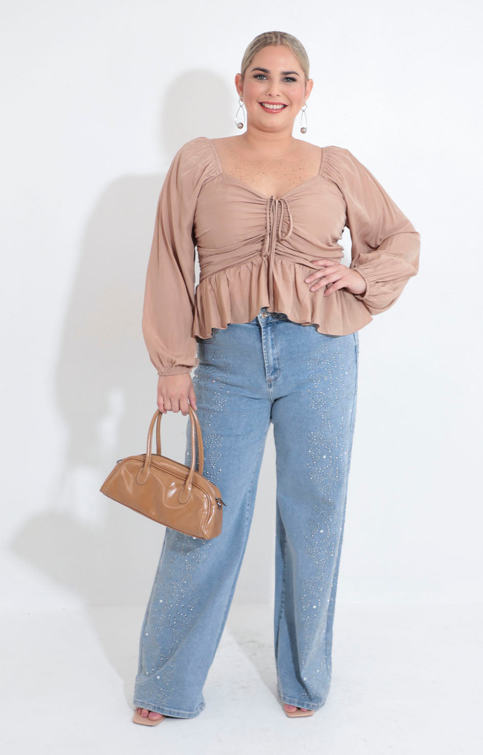 Blusa beige con peplum - BLUSA XL Boutiquemirel 