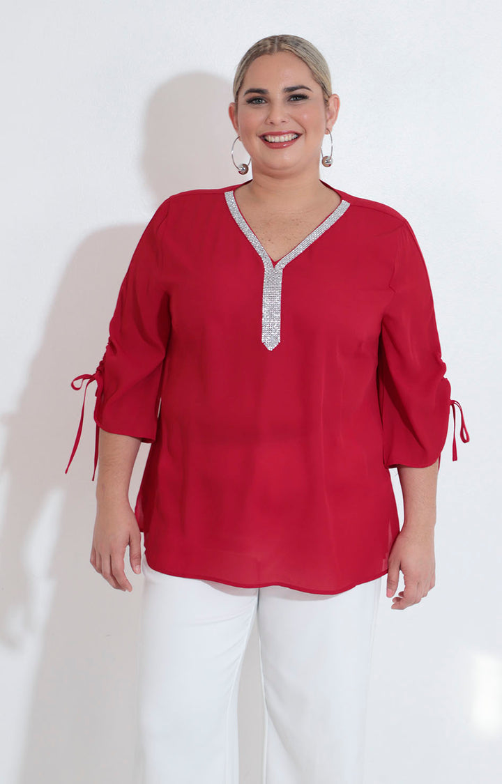 Blusa roja con brillos - BLUSA XL Boutiquemirel 