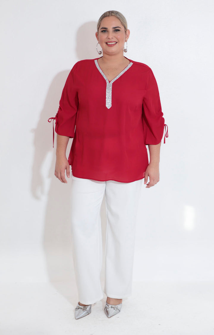 Blusa roja con brillos - BLUSA XL Boutiquemirel 
