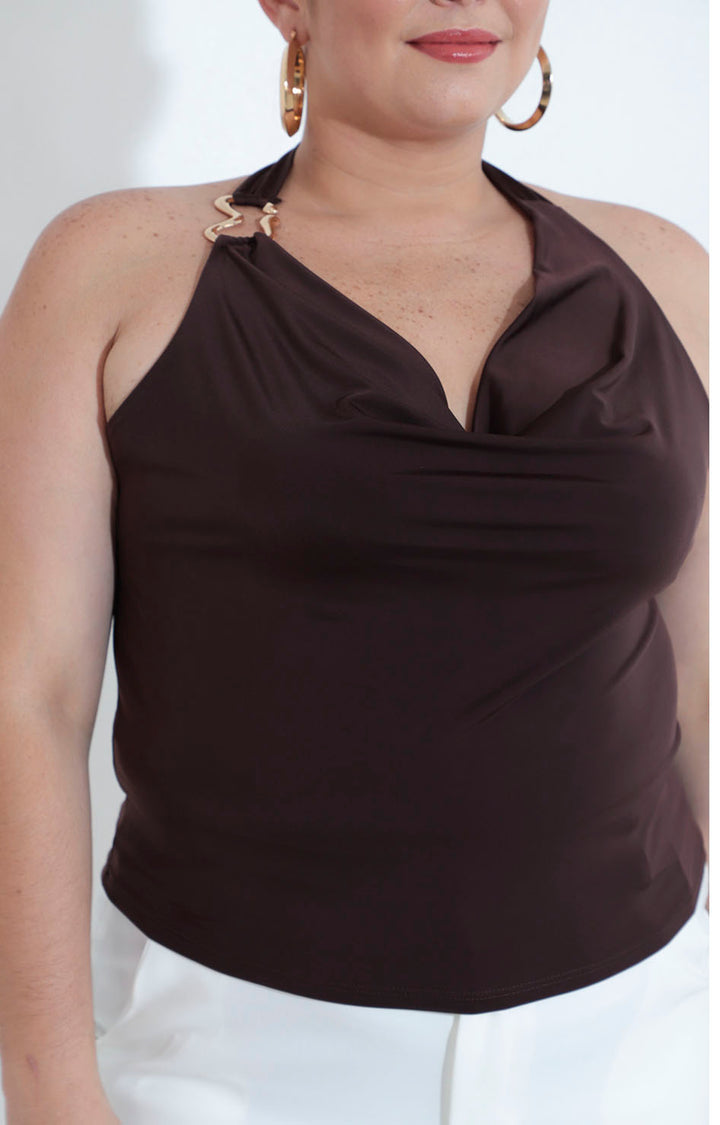 Blusa café con hebilla - BLUSA XL Boutiquemirel 