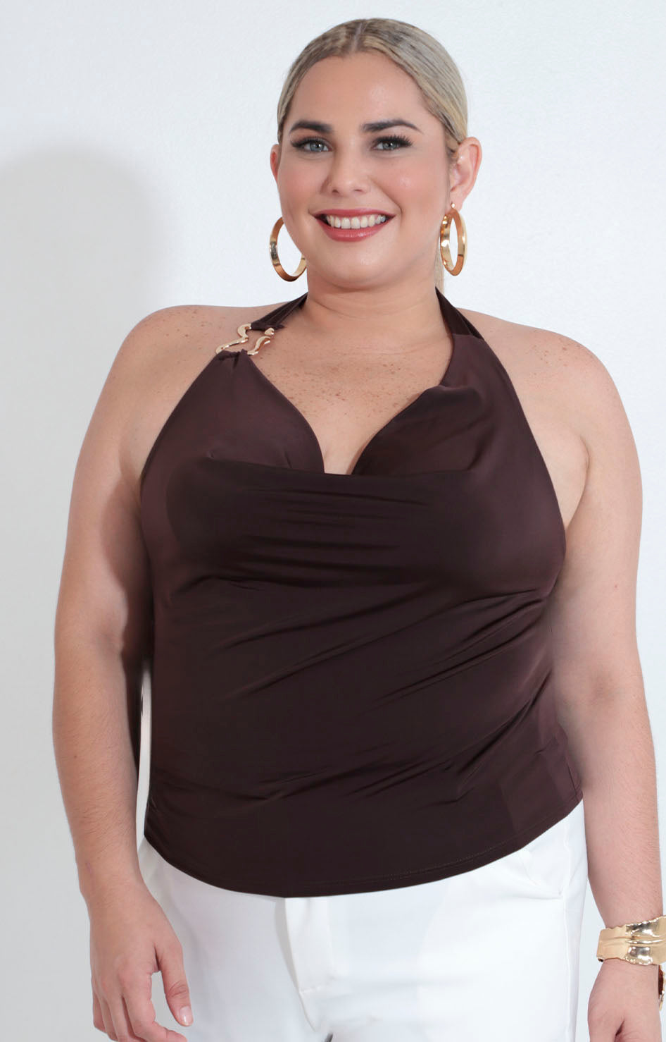 Blusa café con hebilla - BLUSA XL Boutiquemirel 