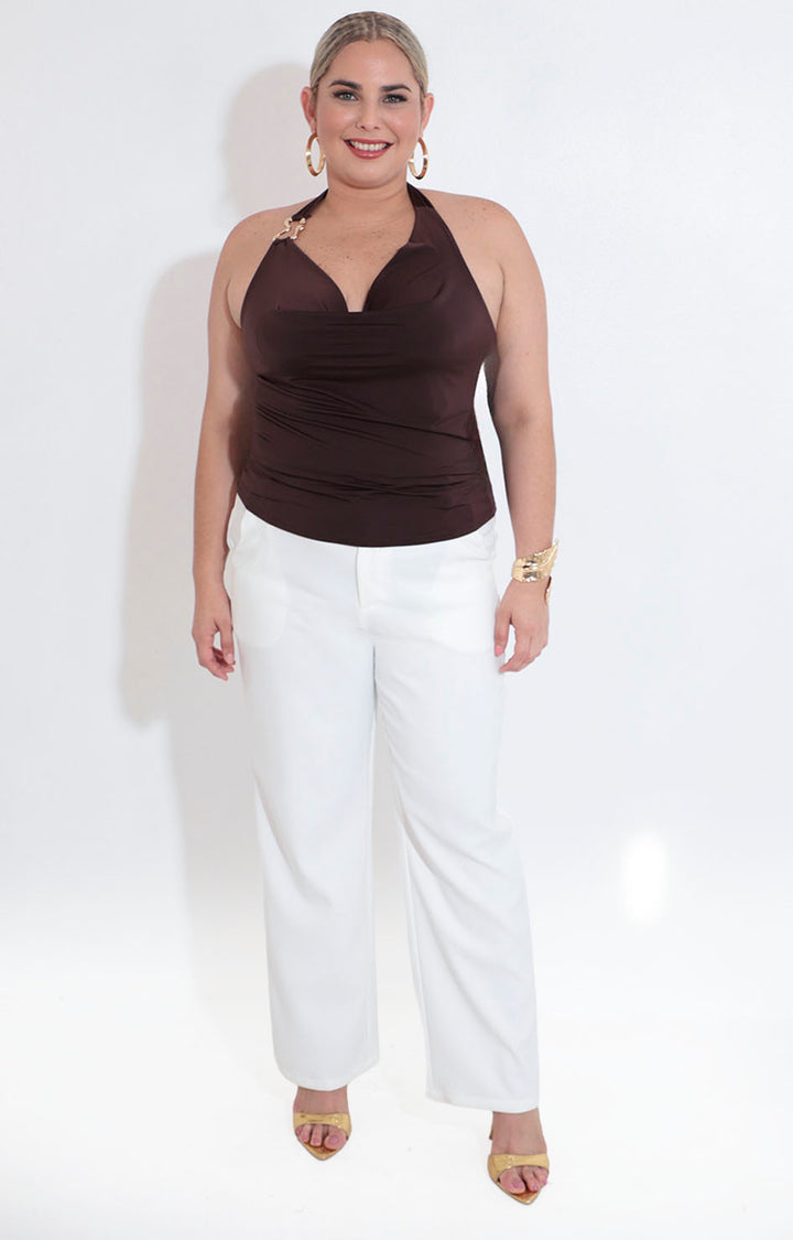 Blusa café con hebilla - BLUSA XL Boutiquemirel 