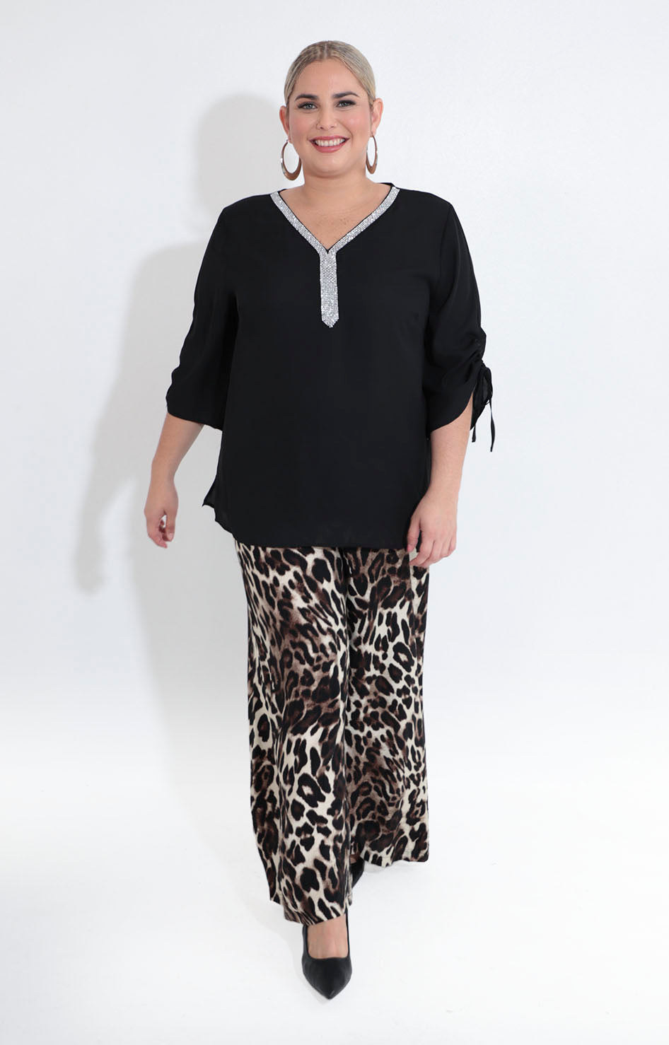 Blusa negra con brillos - BLUSA XL Boutiquemirel 