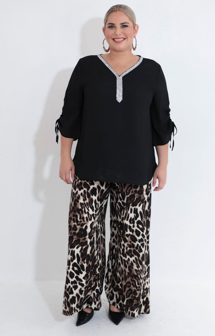 Blusa negra con brillos - BLUSA XL Boutiquemirel 