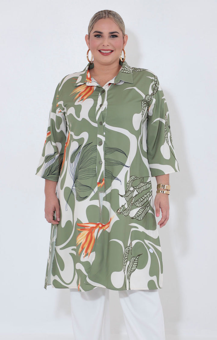 Blusón verde estampada - BLUSA XL Boutiquemirel 