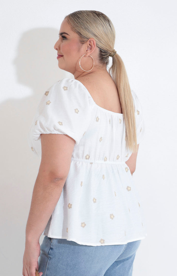 Blusa blanca con flores - BLUSA XL Boutiquemirel 