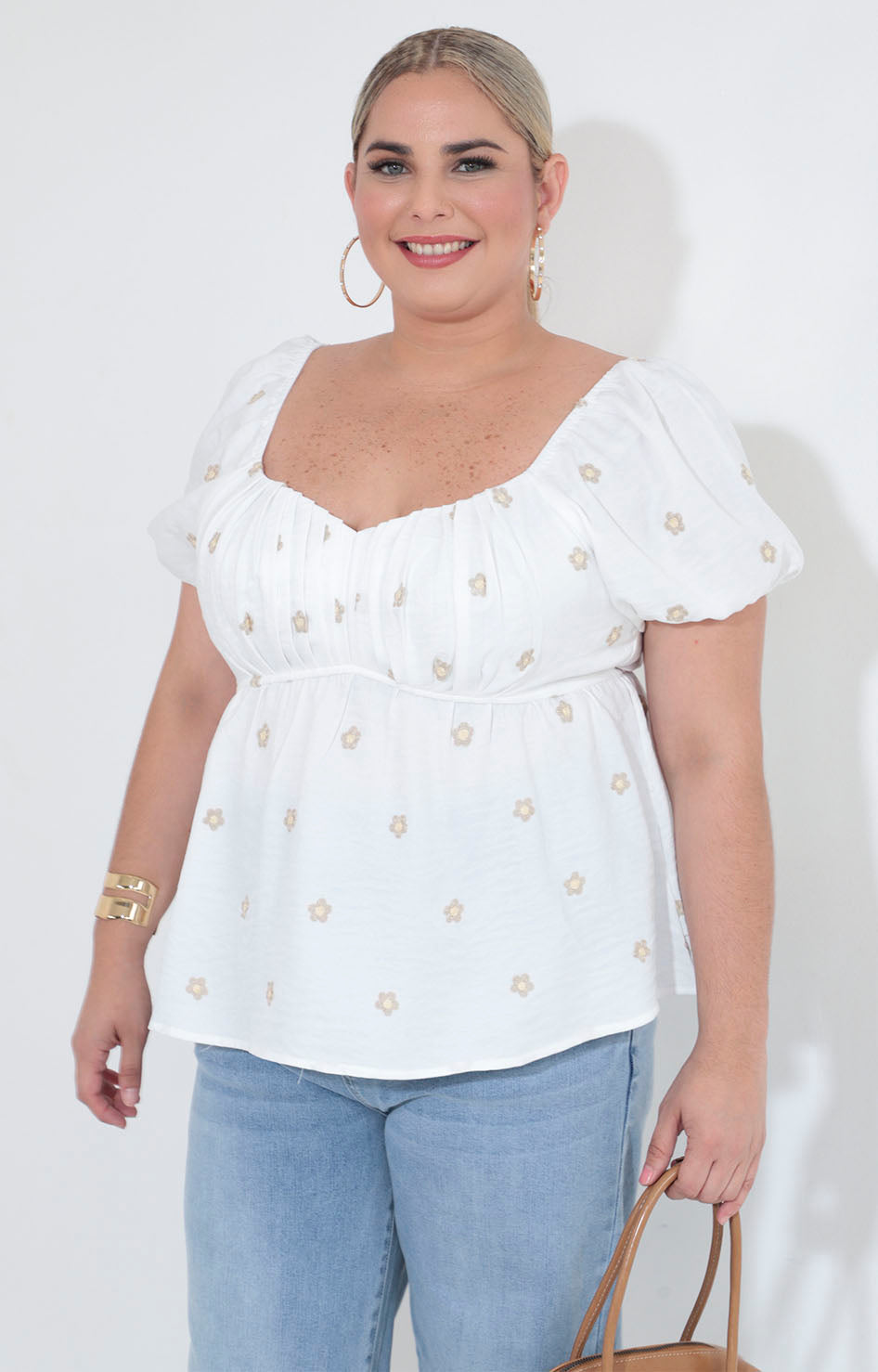 Blusa blanca con flores - BLUSA XL Boutiquemirel 