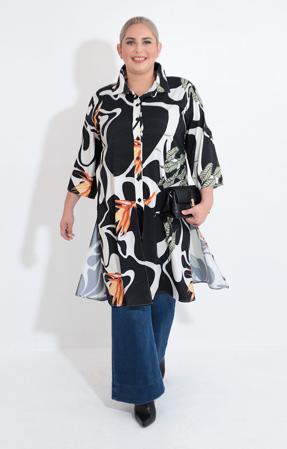 Blusón negro estampado - BLUSA XL Boutiquemirel 