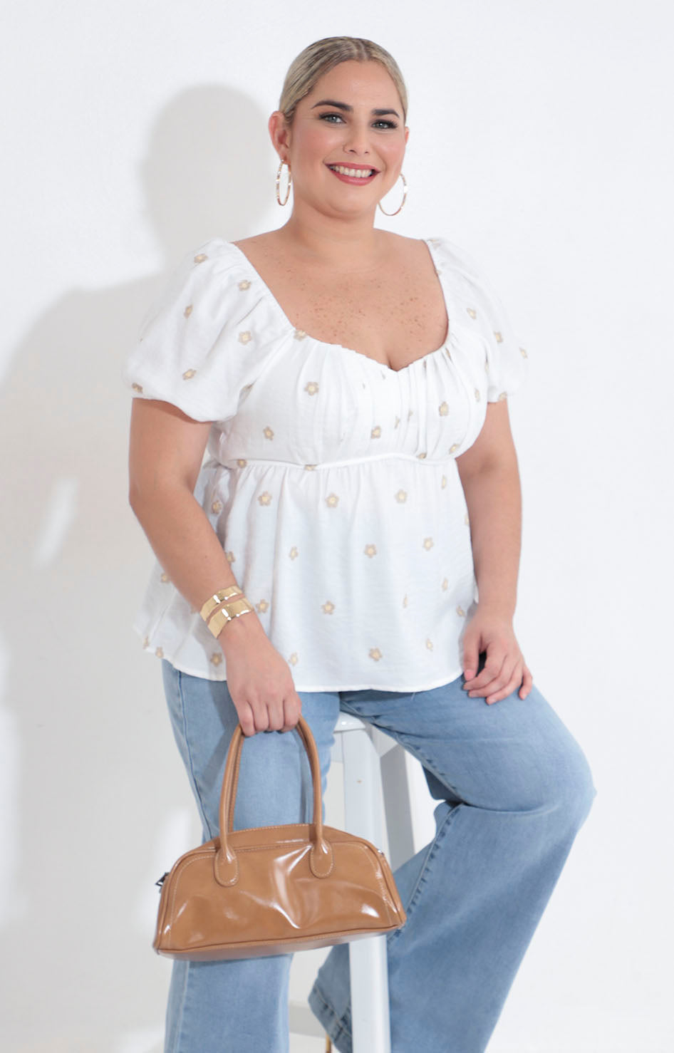 Blusa blanca con flores - BLUSA XL Boutiquemirel 