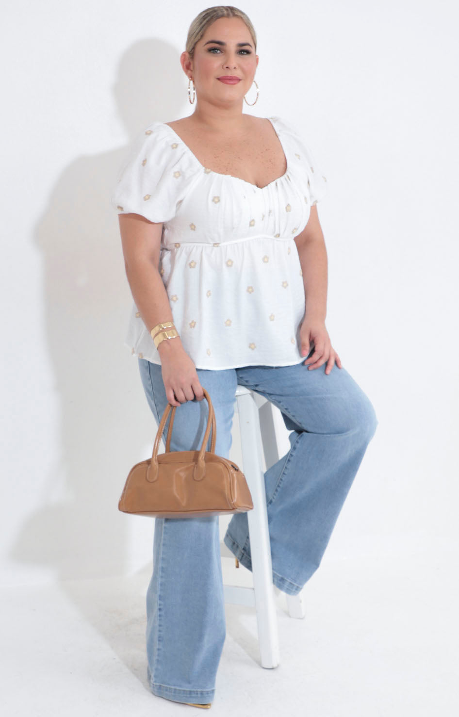 Blusa blanca con flores - BLUSA XL Boutiquemirel 