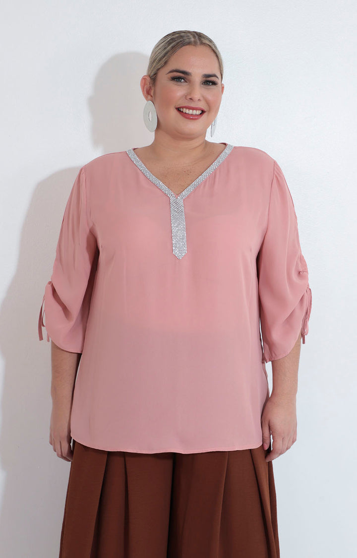Blusa rosa con brillos - BLUSA XL Boutiquemirel 