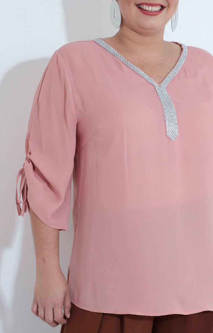 Blusa rosa con brillos - BLUSA XL Boutiquemirel 