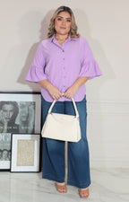 Blusa lila de botones con manga volante - BLUSA Boutiquemirel 