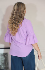 Blusa lila de botones con manga volante - BLUSA Boutiquemirel 