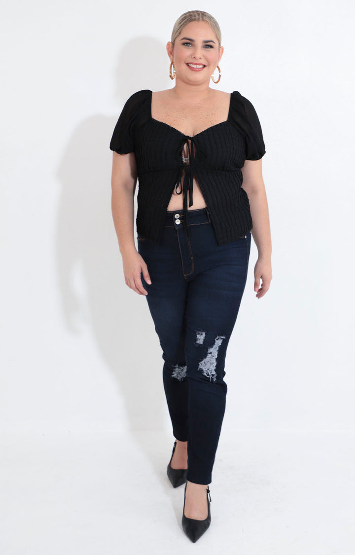 Blusa negra con lazos - BLUSA XL Boutiquemirel 
