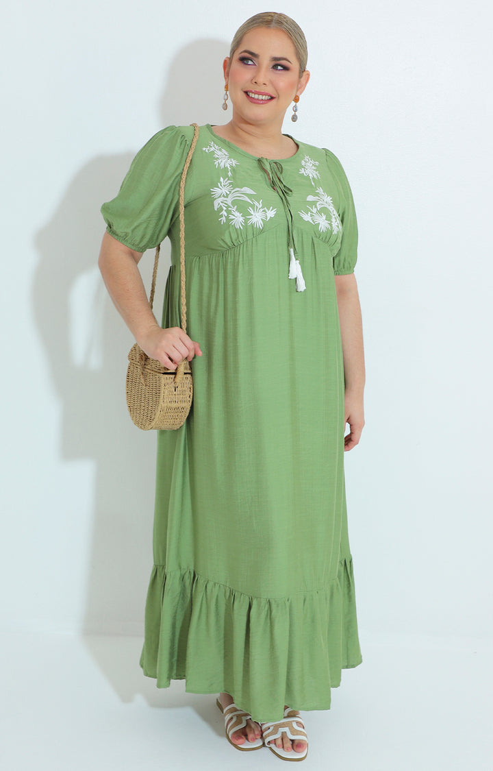 vestido verde largo con bordado - VESTIDO Boutiquemirel 