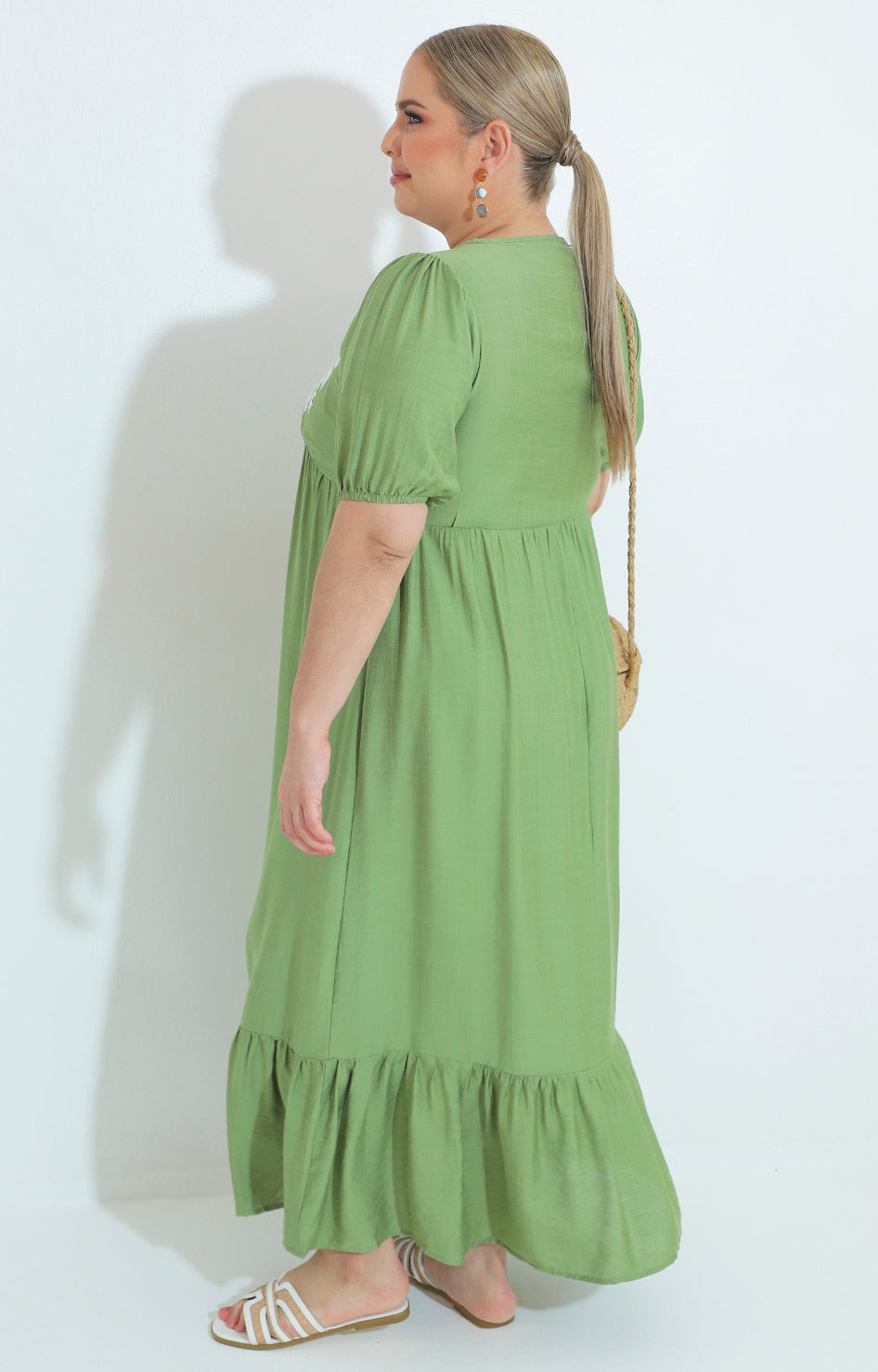 vestido verde largo con bordado - VESTIDO Boutiquemirel 